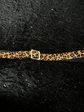 GAP Leopard Print Adjustable Belt in Tan and Black with Gold Buckle